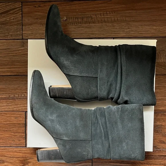 Manolo Blahnik Grey Suede Heeled Boots - Picture 4 of 9
